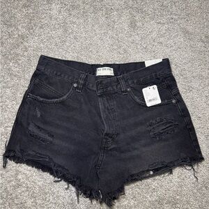 We The Free Dark Denim Distressed Shorts